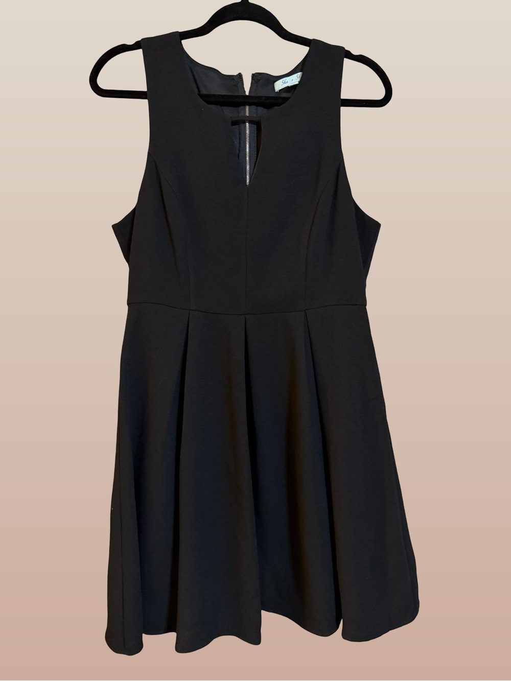 She + Sky Black Sleeveless Fit-and-Flare Mini Dress Sz Lg